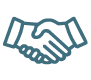 A handshake icon representing the account management services provided by BidWrite's long-term engagement plans