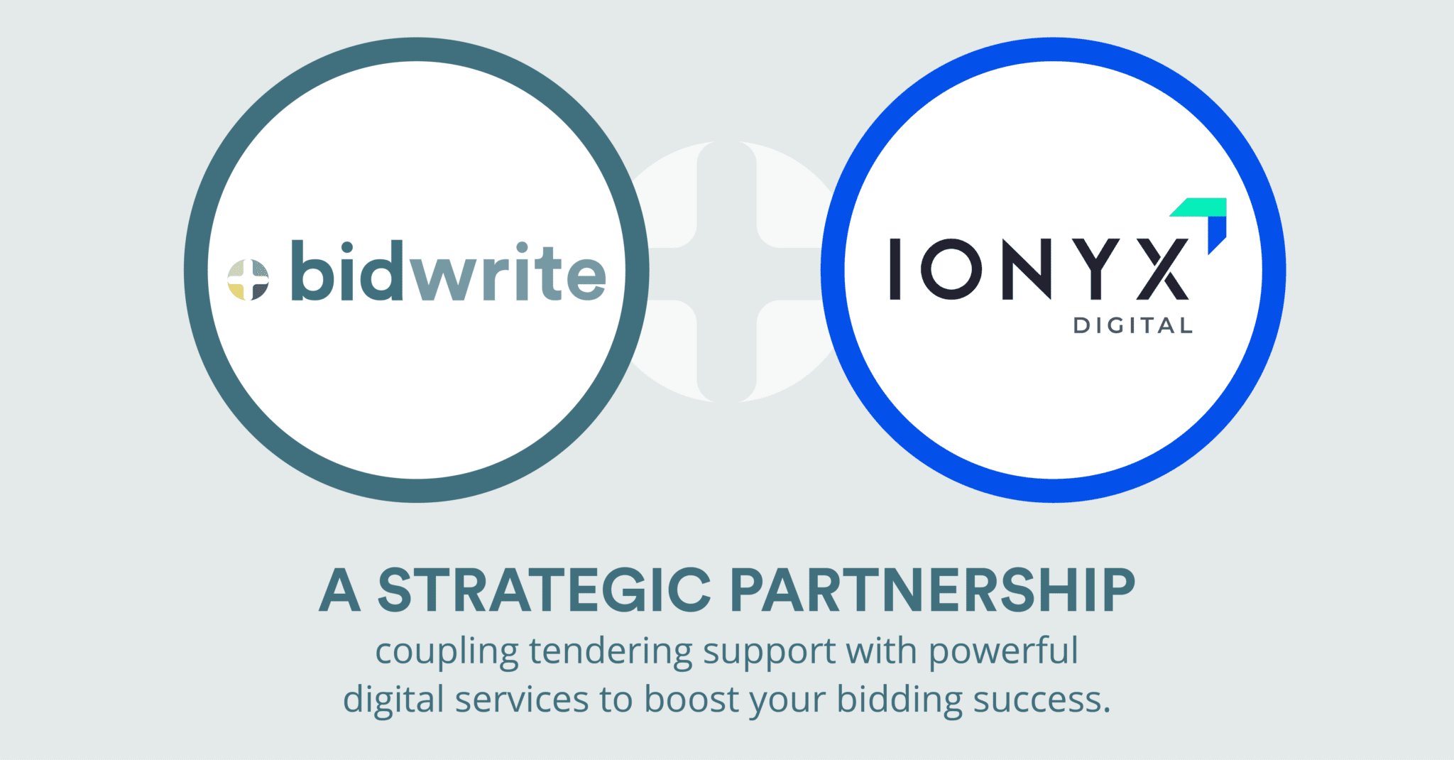 BidWrite and IONYX Digital logos representing their strategic partnership