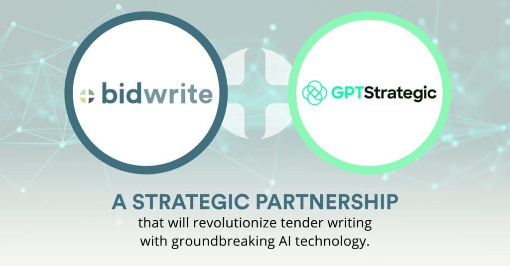 BidWrite and GPTStrategic logos side by side representing the companies strategic partnership.