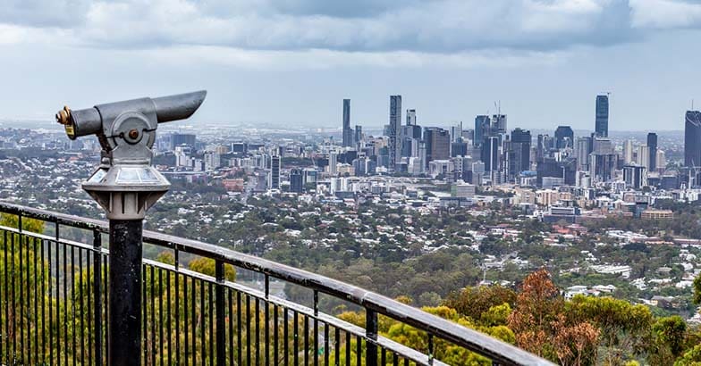 A telescope at Mount Coot-Tha overlooks Brisbane city where BidWrite is seeking new bidding recruits