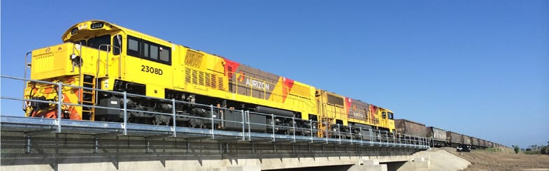 A train on tracks representing Doval Constructions pre-qualification submission to the QLD Department of Transport and Main Roads (DTMR)